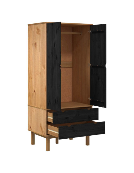 Guardaroba OTTA Nero 76,5 x 53 x 172 cm Legno Massello di Pino