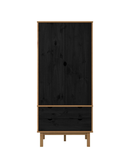 Guardaroba OTTA Nero 76,5 x 53 x 172 cm Legno Massello di Pino