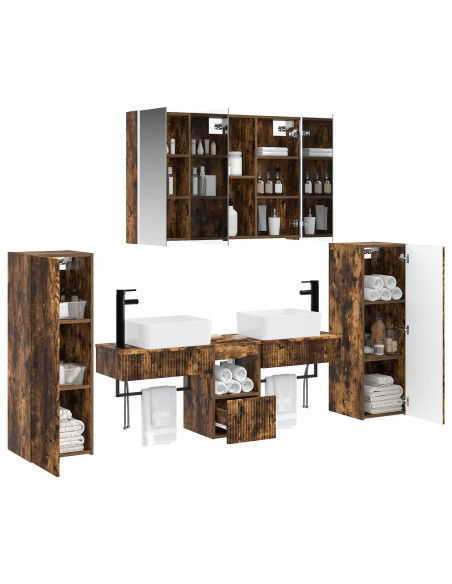 Set di mobili per il bagno 6 pcs Rovere Fumo