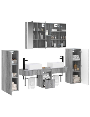 Set di mobili per il bagno 6 pcs Sonoma grigio