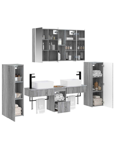 Set di mobili per il bagno 6 pcs Sonoma grigio
