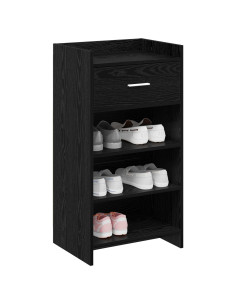 Mobile per scarpe con cassetto Rovere Nero 48 x 36 x 92 cm 2