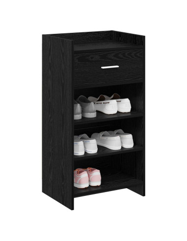 Mobile per scarpe con cassetto Rovere Nero 48 x 36 x 92 cm