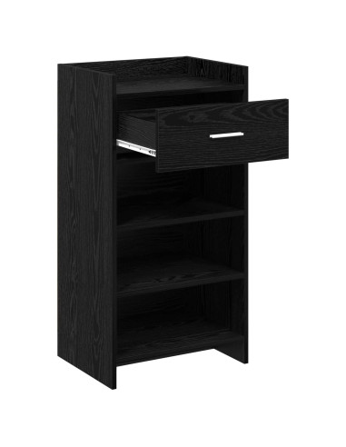 Mobile per scarpe con cassetto Rovere Nero 48 x 36 x 92 cm