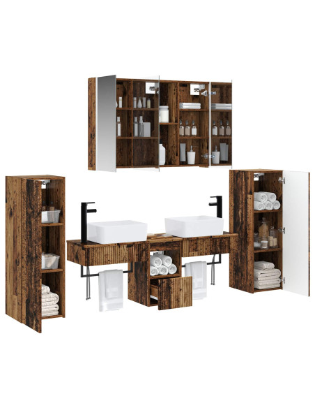 Set di mobili per il bagno 6 pcs Legno antico