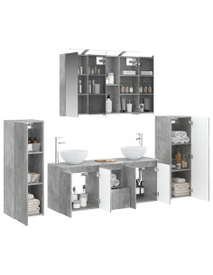 Set di mobili per il bagno 6 pcs Grigio Cemento 2
