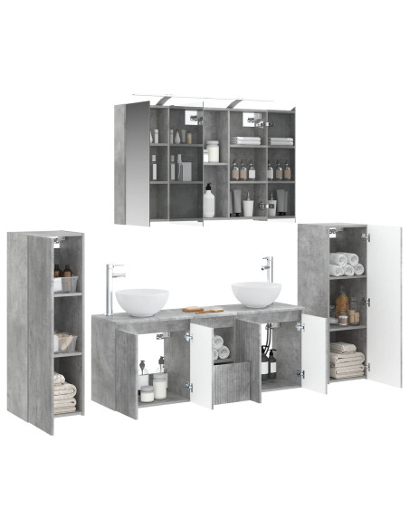 Set di mobili per il bagno 6 pcs Grigio Cemento