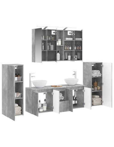 Set di mobili per il bagno 6 pcs Grigio Cemento