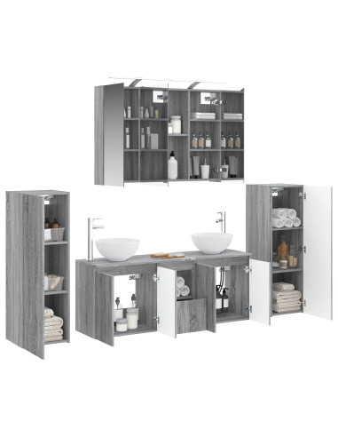Set di mobili per il bagno 6 pcs Sonoma grigio