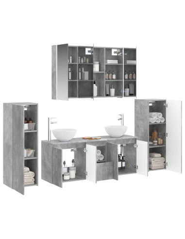 Set di mobili per il bagno 6 pcs Grigio Cemento