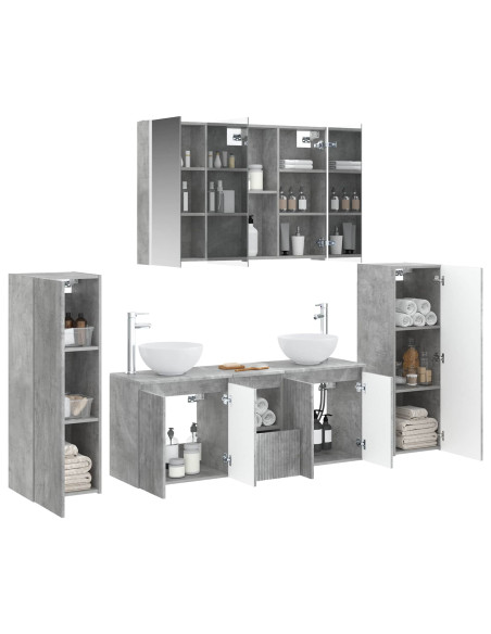 Set di mobili per il bagno 6 pcs Grigio Cemento