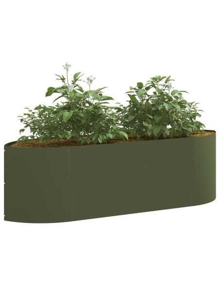 Letto rialzato da giardino Verde Oliva 140 x 40 x 40 cm Acciaio