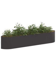 Letto rialzato da giardino Nero 220 x 40 x 40 cm Acciaio 2