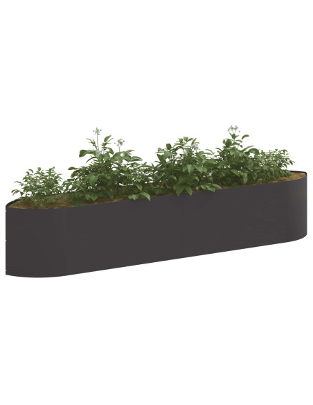 Letto rialzato da giardino Nero 220 x 40 x 40 cm Acciaio