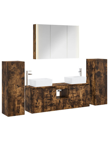 Set di mobili per il bagno 6 pcs Rovere Fumo
