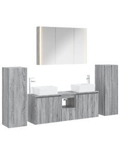 Set di mobili per il bagno 6 pcs Sonoma grigio