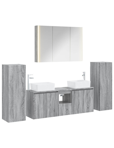 Set di mobili per il bagno 6 pcs Sonoma grigio