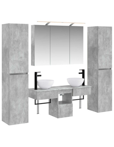 Set di mobili per il bagno 6 pcs Grigio Cemento