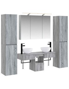 Set di mobili per il bagno 6 pcs Sonoma grigio