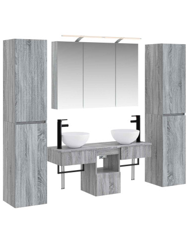 Set di mobili per il bagno 6 pcs Sonoma grigio