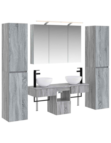 Set di mobili per il bagno 6 pcs Sonoma grigio