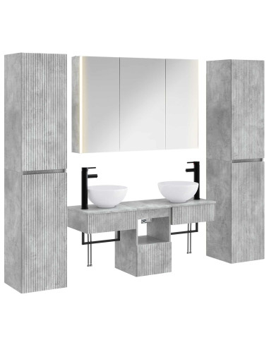 Set di mobili per il bagno 6 pcs Grigio Cemento
