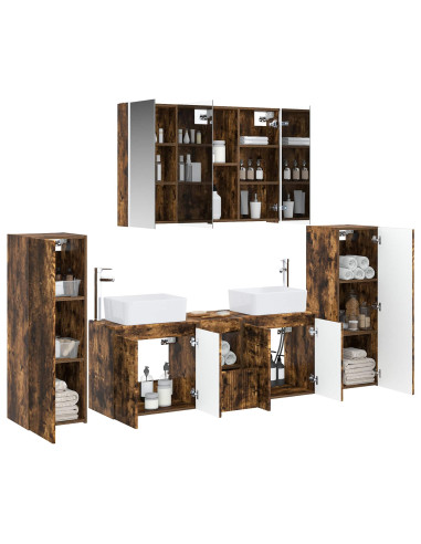 Set di mobili per il bagno 6 pcs Rovere Fumo