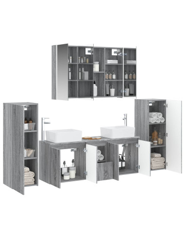 Set di mobili per il bagno 6 pcs Sonoma grigio