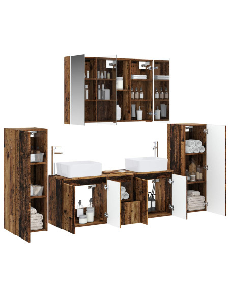 Set di mobili per il bagno 6 pcs Legno antico