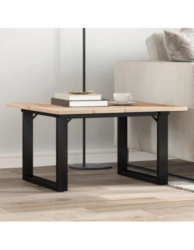 Tavolino da Salotto Telaio a O 70x70x40cm Legno Pino e Acciaio