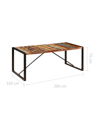 Tavolo da Pranzo 200x100x75 cm in Legno Massello di Recupero