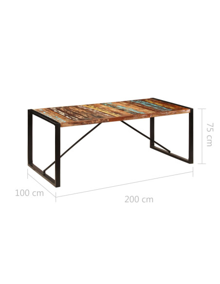 Tavolo da Pranzo 200x100x75 cm in Legno Massello di Recupero