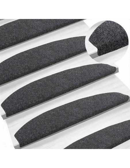 Tappetini per scale autoadesivi 15 pcs Grigio Scuro