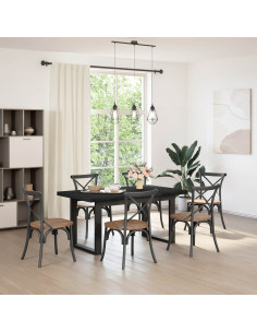 Tavolo da pranzo NOAIN 160 cm Legno Massello di Pino Nero