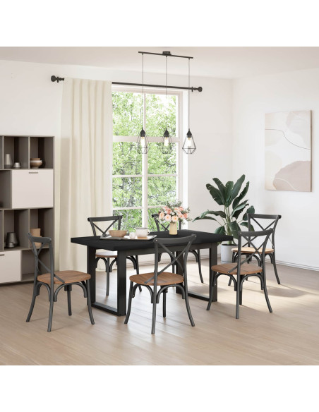 Tavolo da pranzo NOAIN 160 cm Legno Massello di Pino Nero