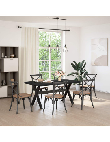 Tavolo da pranzo NOAIN 160 cm Legno Massello di Pino Nero