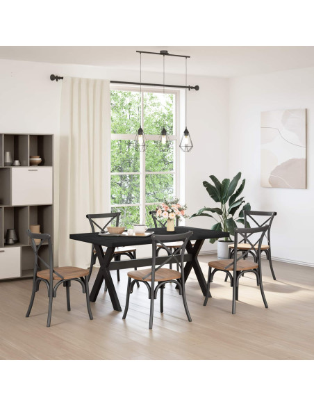 Tavolo da pranzo NOAIN 160 cm Legno Massello di Pino Nero