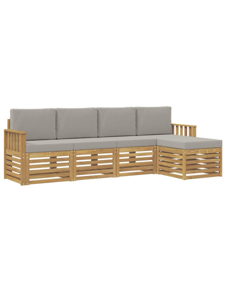 Set di divani da esterno 5 pcs Bianco e Grigio Chiaro