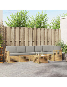 Set di divani da esterno 7 pcs Bianco e Grigio Chiaro