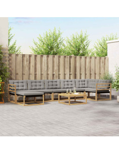 Set di divani da esterno 8 pcs Bianco e Grigio Chiaro