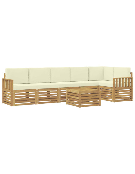 Set di divani da esterno 7 pcs Bianco e Crema 59 x 59 x 37 cm