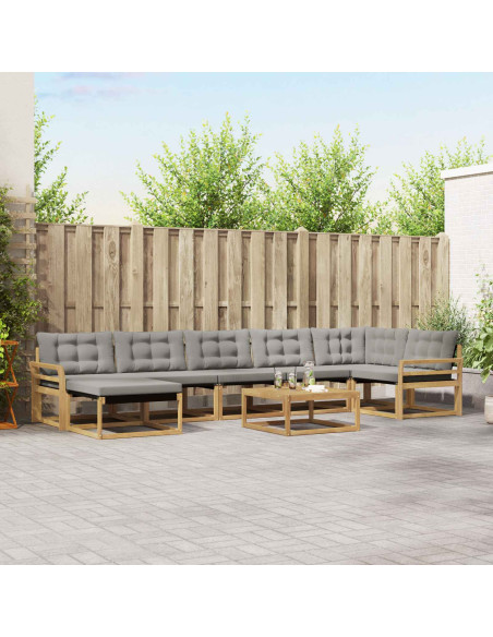 Set di divani da esterno 8 pcs Bianco e Grigio Chiaro
