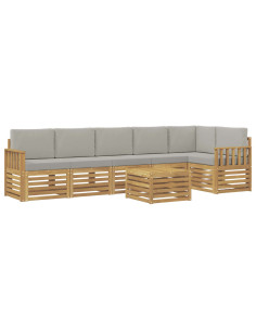 Set di divani da esterno 7 pcs Bianco e Grigio Chiaro 2