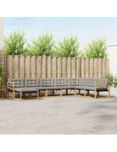 Set di divani da esterno 8 pcs Bianco e Grigio Chiaro