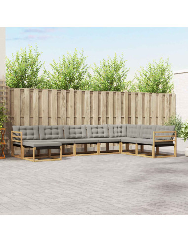 Set di divani da esterno 8 pcs Bianco e Grigio Chiaro