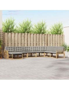 Set di divani da esterno 8 pcs Bianco e Grigio Chiaro
