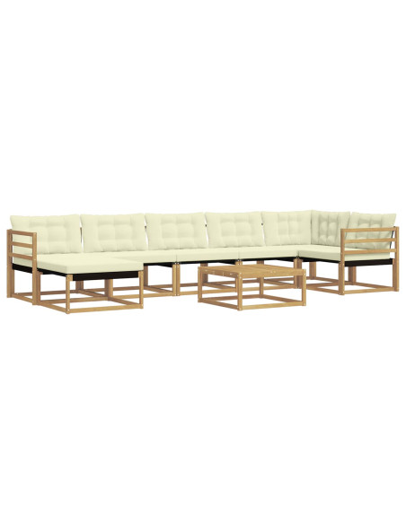 Set di divani da esterno 8 pcs Bianco e Crema