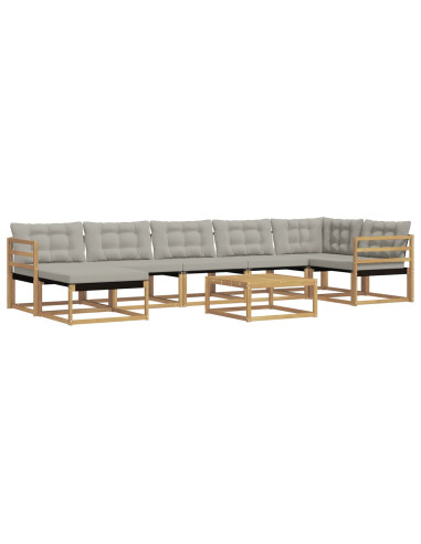 Set di divani da esterno 8 pcs Bianco e Grigio Chiaro