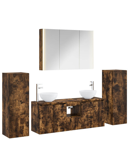 Set di mobili per il bagno 6 pcs Rovere Fumo