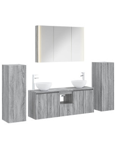 Set di mobili per il bagno 6 pcs Sonoma grigio
